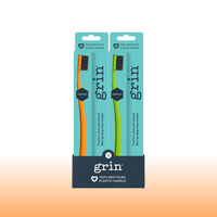 Grin 100% Recycled Toothbrush Mixed Lime & Orange (Medium)